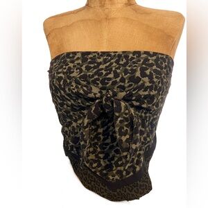 Hollister Olive and Black Strapless Crop Top Bandana Style EUC